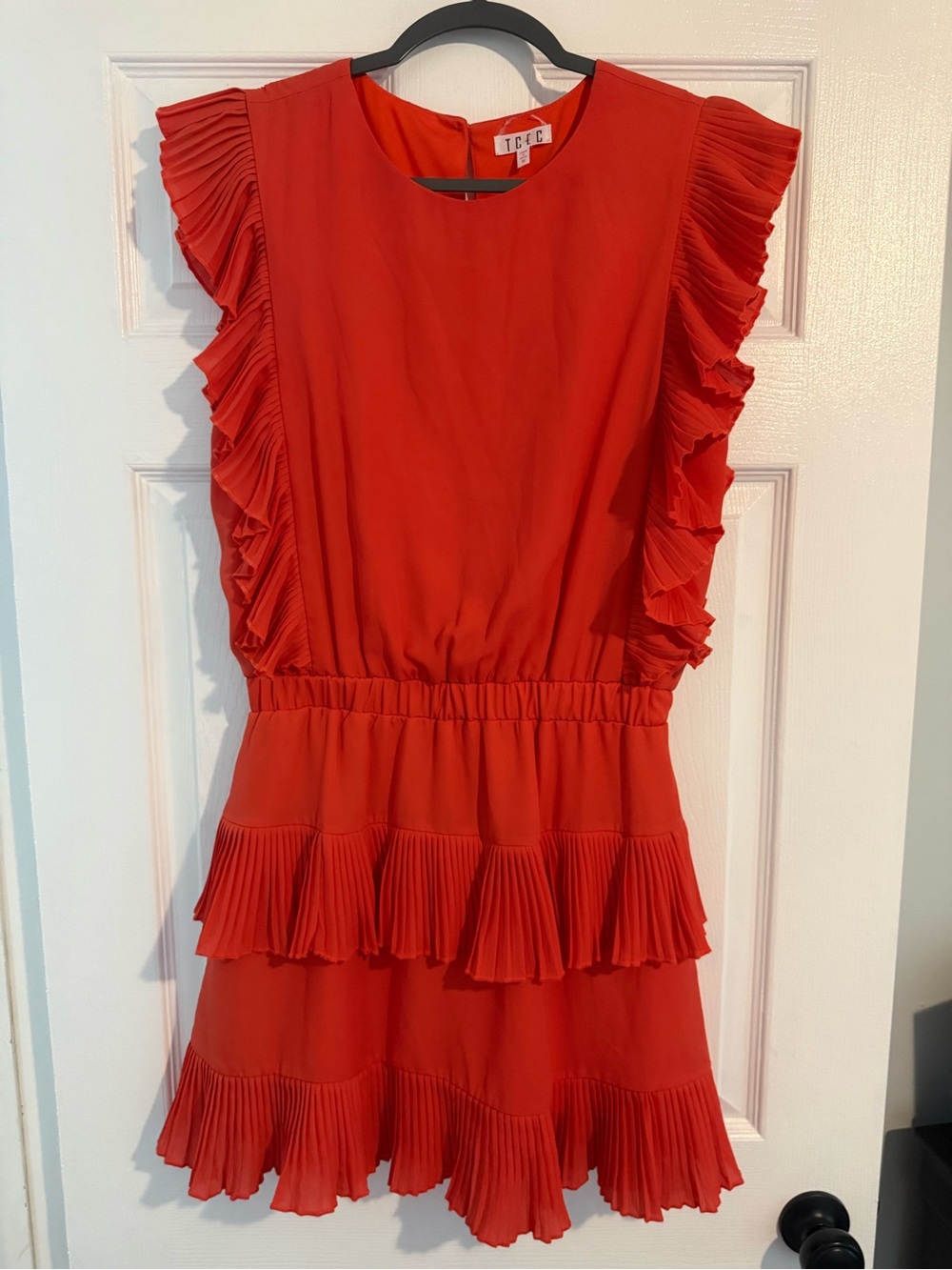 TCEC Red Ruffle Midi Dress
